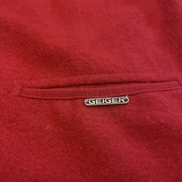 Geiger Tyrol Austria Boiled Pure Wool Button Up Cardigan Jacket Red 36 Small Med - Picture 3 of 7